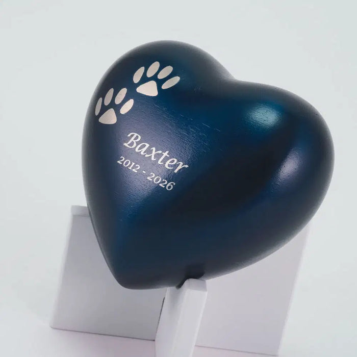 Arielle Blue Heart Paw Cremation Urn-Cremation Urns-Terrybear-Afterlife Essentials