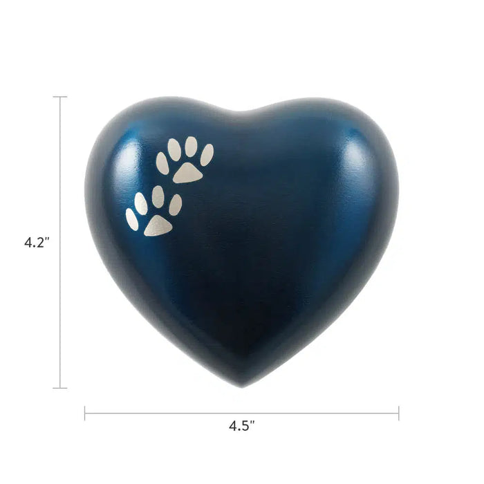 Arielle Blue Heart Paw Cremation Urn-Cremation Urns-Terrybear-Afterlife Essentials