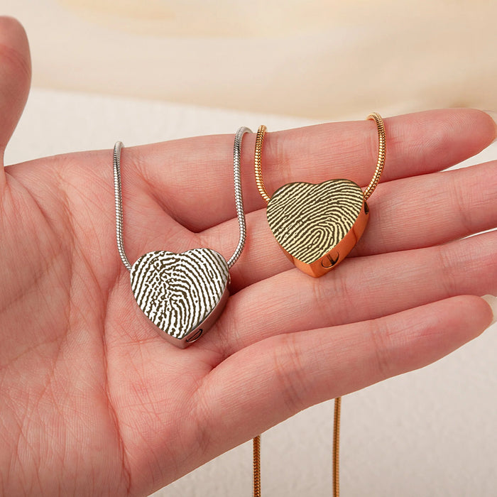 Fingerprint Heart Memorial Necklace Cremation Jewelry-Jewelry-Anavia-Afterlife Essentials
