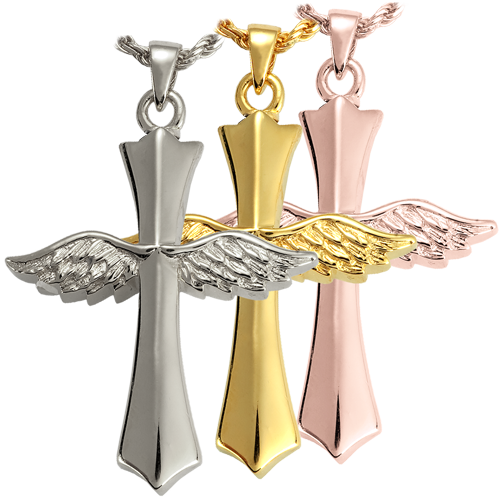 Winged Cross Pendant Cremation Jewelry-Jewelry-New Memorials-Afterlife Essentials