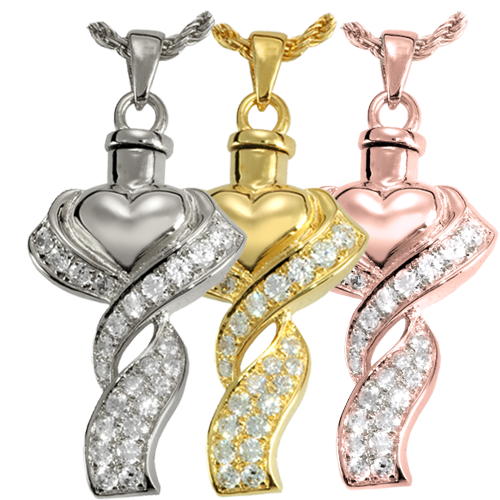 Ribboned Heart Cremation Jewelry-Jewelry-New Memorials-Afterlife Essentials