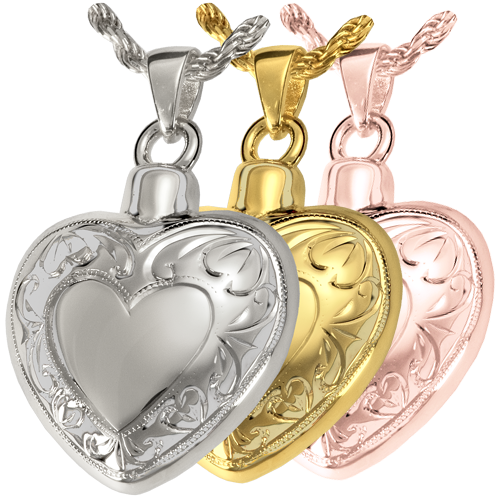 Double Etched Heart Cremation Jewelry-Jewelry-New Memorials-Afterlife Essentials