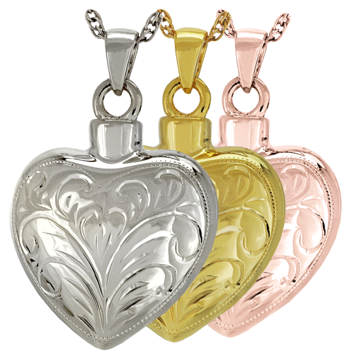Etched Heart Cremation Jewelry-Jewelry-New Memorials-Afterlife Essentials