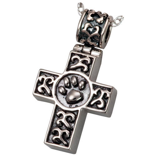 Paw Print Cross Pet Cremation Jewelry-Jewelry-New Memorials-Afterlife Essentials