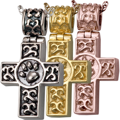 Paw Print Cross Pet Cremation Jewelry-Jewelry-New Memorials-Afterlife Essentials