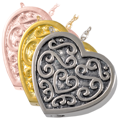 Scroll Heart Cremation Jewelry-Jewelry-New Memorials-Afterlife Essentials