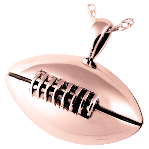 Cremation Jewelry: Football-Jewelry-New Memorials-14K Solid Rose Gold-Afterlife Essentials