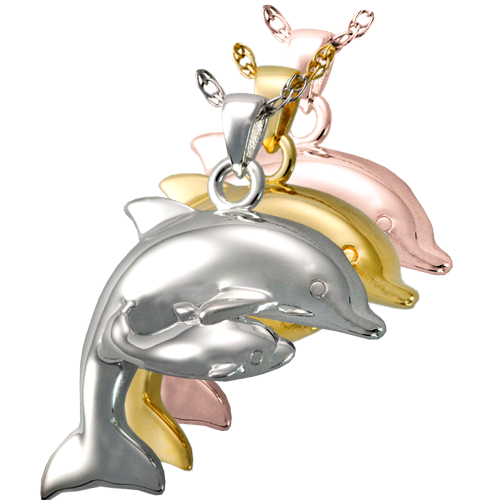 Dolphin And Baby Cremation Jewelry-Jewelry-New Memorials-Afterlife Essentials