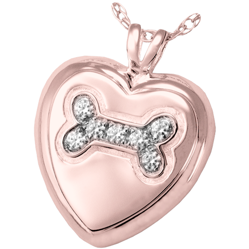 Dog Bone Heart with Stones Pet Cremation Jewelry-Jewelry-New Memorials-Afterlife Essentials