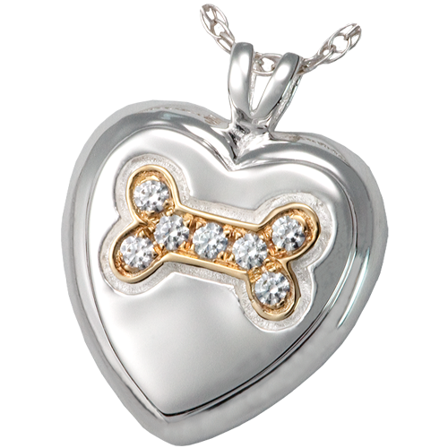 Dog Bone Heart with Stones Pet Cremation Jewelry-Jewelry-New Memorials-Afterlife Essentials