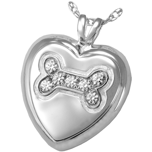 Dog Bone Heart with Stones Pet Cremation Jewelry-Jewelry-New Memorials-Afterlife Essentials