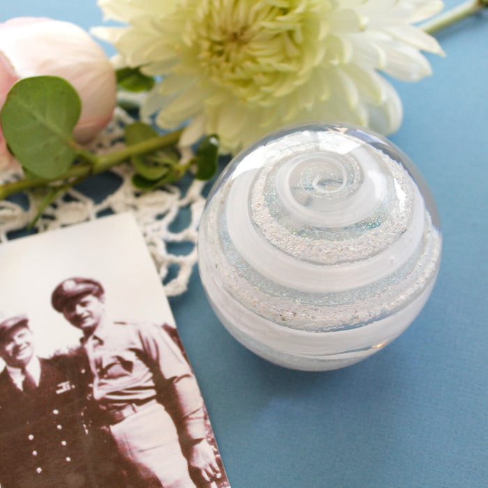 Living Orbs Glass Keepsake-Cremation Urns-The Living Urn-White Pearl-Afterlife Essentials