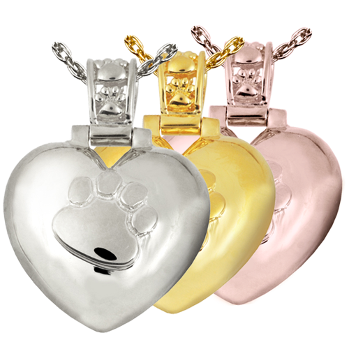 Paw Print Heart With Paw Print Bail Pet Cremation Jewelry-Jewelry-New Memorials-Afterlife Essentials