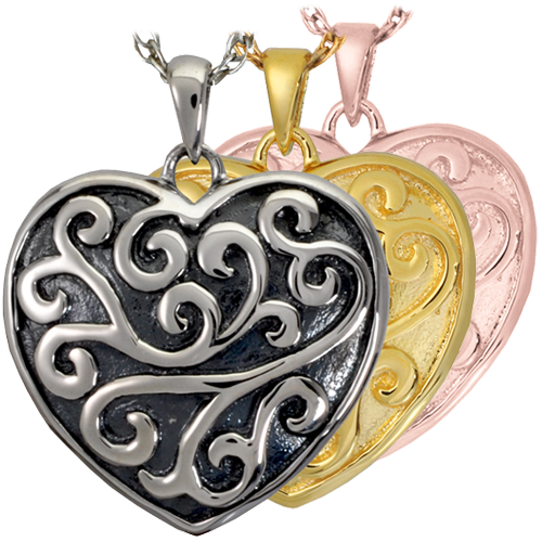 Scrollwork Filigree Heart Cremation Jewelry-Jewelry-New Memorials-Afterlife Essentials