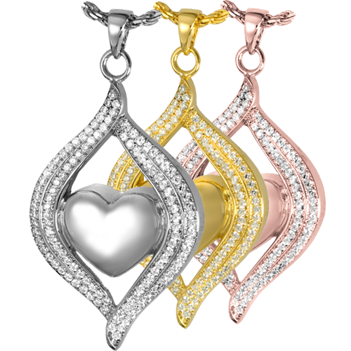 Teardrop Ribbon Heart Cremation Jewelry-Jewelry-New Memorials-Afterlife Essentials