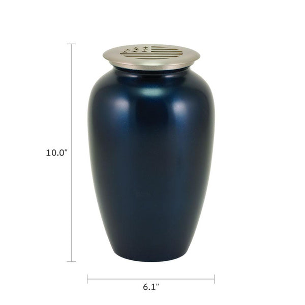 Cascade Scatter™ Classic Flag Midnight Blue Full Size Cremation Urn-Cremation Urns-Terrybear-Afterlife Essentials