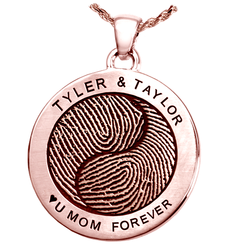 Round 2 Fingerprints Yin Yang Cremation Jewelry-Jewelry-New Memorials-Afterlife Essentials