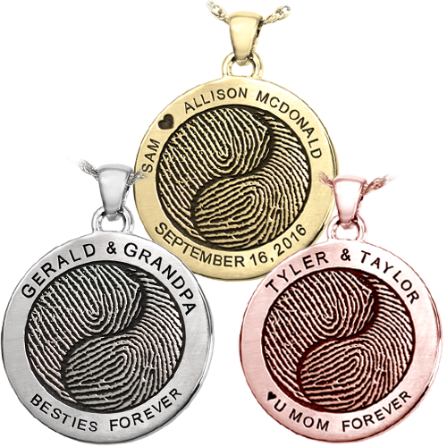 Round 2 Fingerprints Yin Yang Cremation Jewelry-Jewelry-New Memorials-Afterlife Essentials