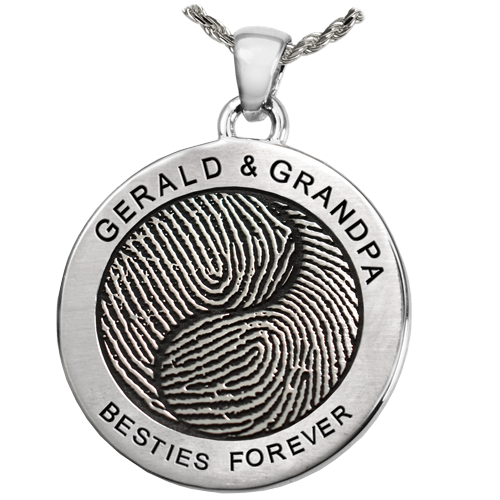 Round 2 Fingerprints Yin Yang Cremation Jewelry-Jewelry-New Memorials-Afterlife Essentials