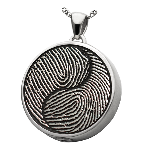 Round 2 Fingerprints Yin Yang Cremation Jewelry-Jewelry-New Memorials-Afterlife Essentials