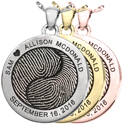 Round 2 Fingerprints Yin Yang Cremation Jewelry-Jewelry-New Memorials-Afterlife Essentials
