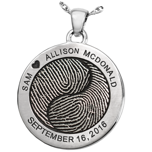 Round 2 Fingerprints Yin Yang Cremation Jewelry-Jewelry-New Memorials-Afterlife Essentials