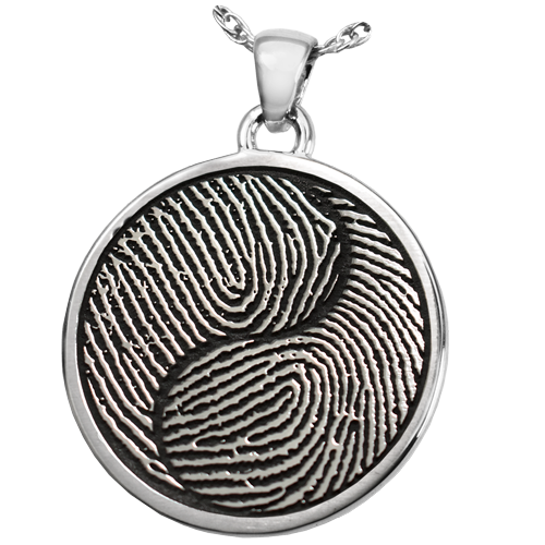 Round 2 Fingerprints Yin Yang Cremation Jewelry-Jewelry-New Memorials-Afterlife Essentials
