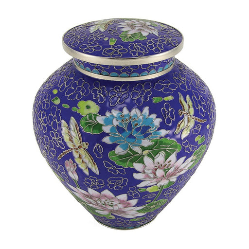 Filigree™ Cloisonné Lily Dragonfly, Full Size Urn-Cremation Urns-Terrybear-Afterlife Essentials