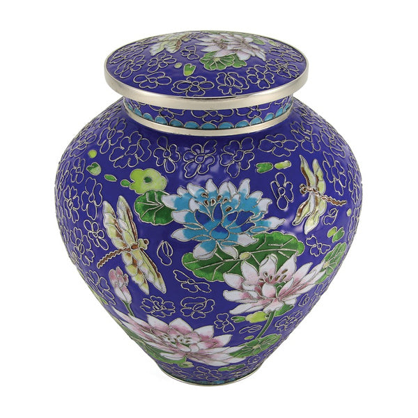 Filigree™ Cloisonné Lily Dragonfly, Full Size Urn-Cremation Urns-Terrybear-Afterlife Essentials