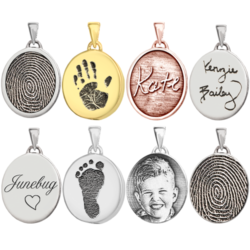 Petite Oval Engraved Fingerprint-Jewelry-New Memorials-Afterlife Essentials