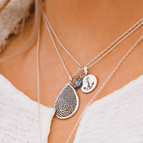 Petite Oval Engraved Fingerprint-Jewelry-New Memorials-Afterlife Essentials