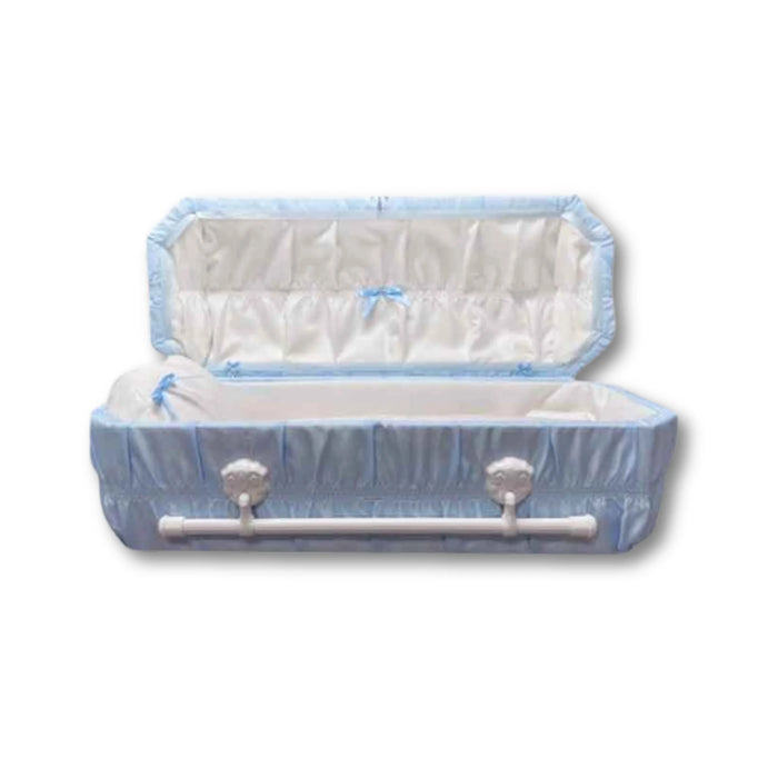 Octagon Cloth-Covered Wood Pet Casket - Sky Blue-Pet Caskets-Titan Caskets-Afterlife Essentials