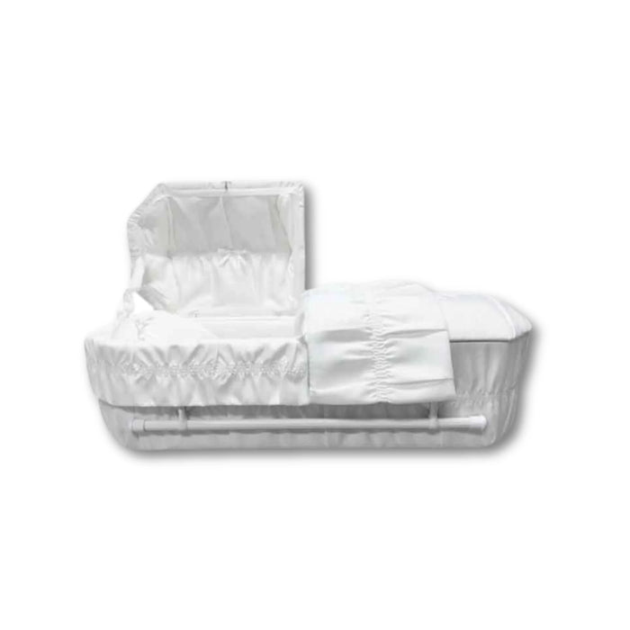 Octagon Cloth-Covered Wood Pet Casket - White-Pet Caskets-Titan Caskets-Afterlife Essentials