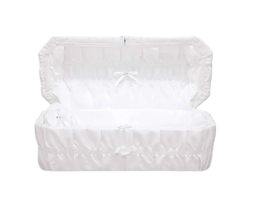 Octagon Cloth-Covered Wood Pet Casket - White-Pet Caskets-Titan Caskets-Afterlife Essentials