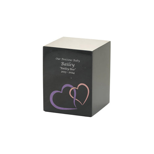 Monumental Memorials Hearts Pink Black Small Cremation Urn-Cremation Urns-Terrybear-Afterlife Essentials