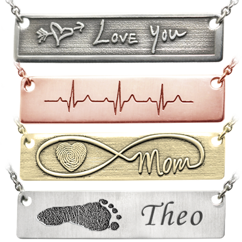 Personalized Bar Pendant Horizontal- Flat Memorial Jewelry-Jewelry-New Memorials-Afterlife Essentials