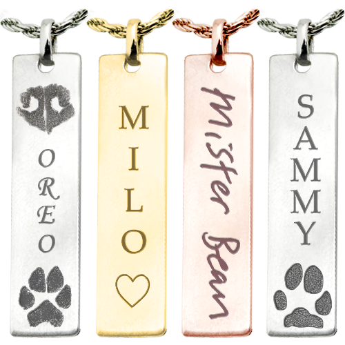 Pet Personalized Bar Pendant Vertical- Flat Memorial Jewelry-Jewelry-New Memorials-Afterlife Essentials