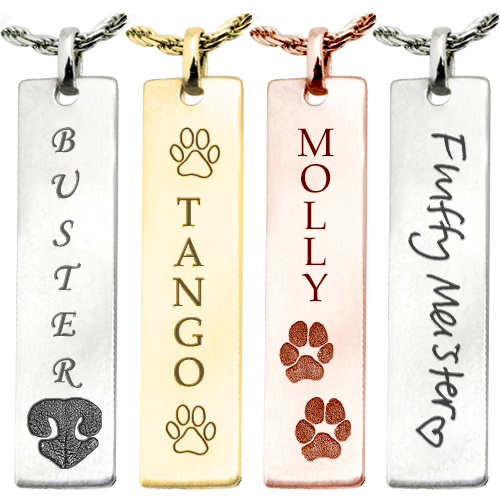 Pet Personalized Bar Pendant Vertical- Flat Memorial Jewelry-Jewelry-New Memorials-Afterlife Essentials
