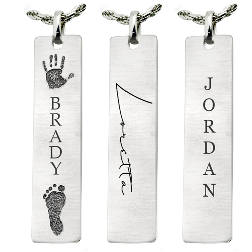 Personalized Bar Pendant Vertical- Flat Memorial Jewelry-Jewelry-New Memorials-Afterlife Essentials