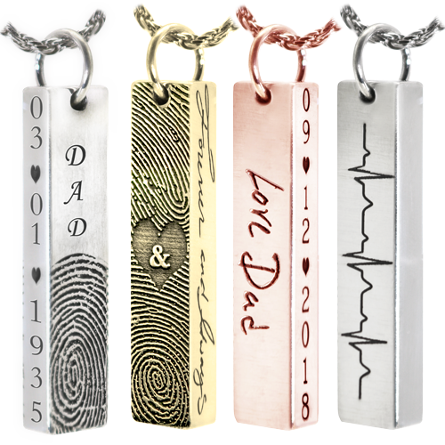 Personalized Bar Pendant Vertical- Chamber Cremation Jewelry-Jewelry-New Memorials-Afterlife Essentials