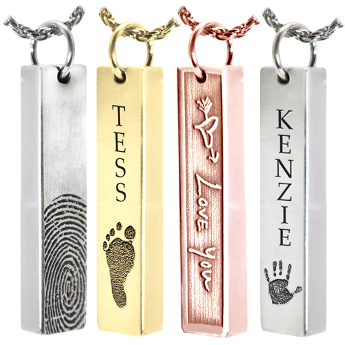 Personalized Bar Pendant Vertical- Chamber Cremation Jewelry-Jewelry-New Memorials-Afterlife Essentials