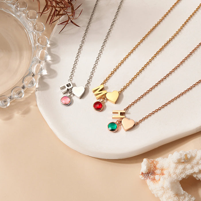Birthstone Initial Necklace-Jewelry-Anavia-Afterlife Essentials