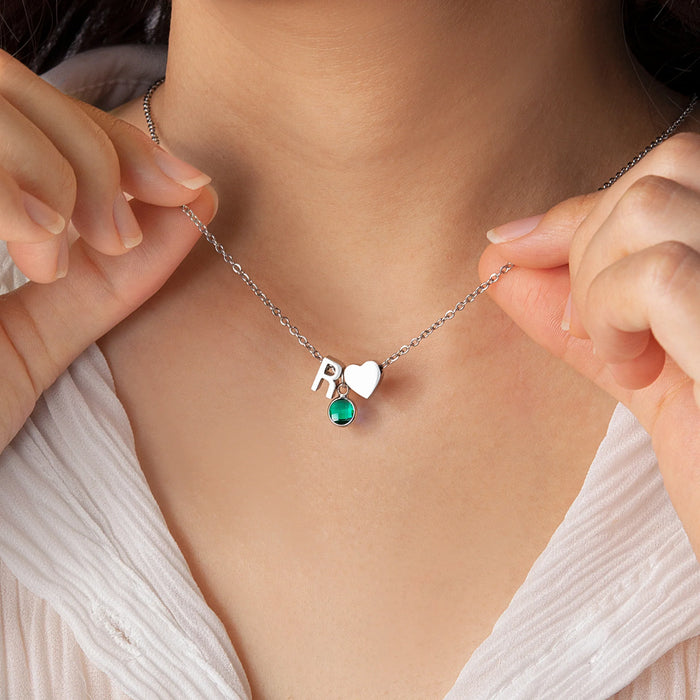 Birthstone Initial Necklace-Jewelry-Anavia-Afterlife Essentials
