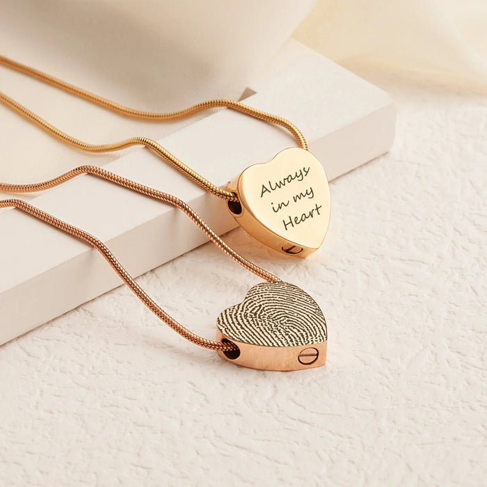 Fingerprint Heart Memorial Necklace Cremation Jewelry-Jewelry-Anavia-Afterlife Essentials