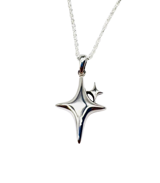 Sterling Silver Star With Mini Star Cremation Jewelry-Jewelry-Cremation Keepsakes-Afterlife Essentials