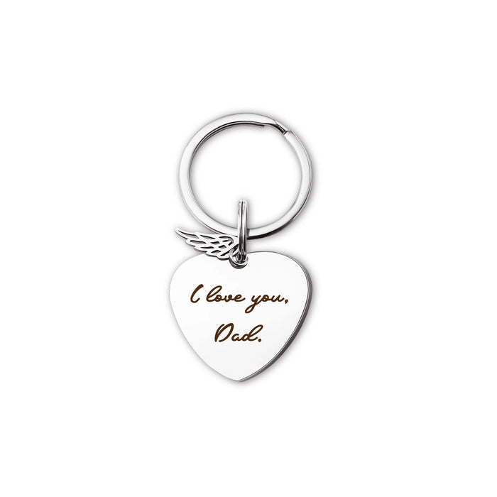 Fingerprint Heart Memorial Key Chain with Angel Wing Charm-Jewelry-Anavia-Afterlife Essentials