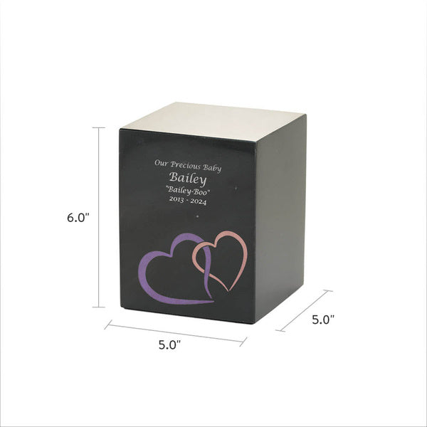 Monumental Memorials Hearts Pink Black Small Cremation Urn-Cremation Urns-Terrybear-Afterlife Essentials