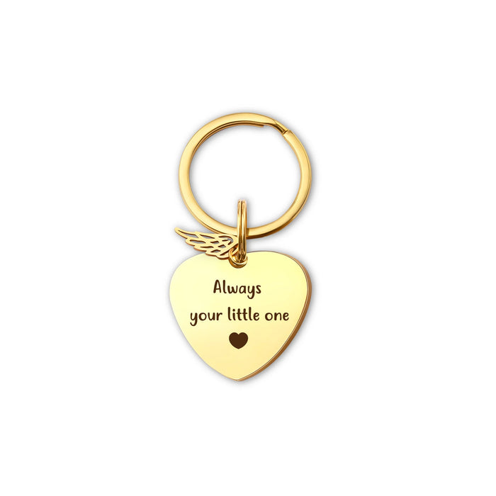 Fingerprint Heart Memorial Key Chain with Angel Wing Charm-Jewelry-Anavia-Afterlife Essentials