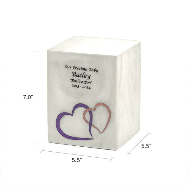 Monumental Memorials Hearts Pink White Medium Cremation Urn-Cremation Urns-Terrybear-Afterlife Essentials