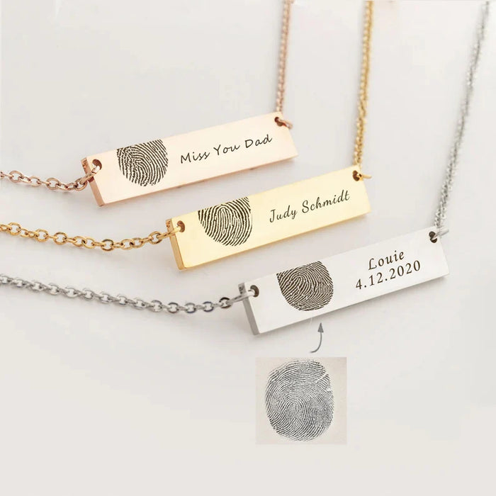Horizontal Bar Fingerprint Memorial Necklace-Jewelry-Anavia-Afterlife Essentials
